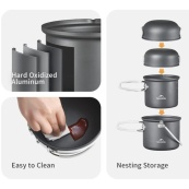 Набір посуду Naturehike NH18T018-G 2 каструлі, 2 кришки. Зображення №3 Набір посуду Naturehike NH18T018-G 2 каструлі, 2 кришки. Зображення №3