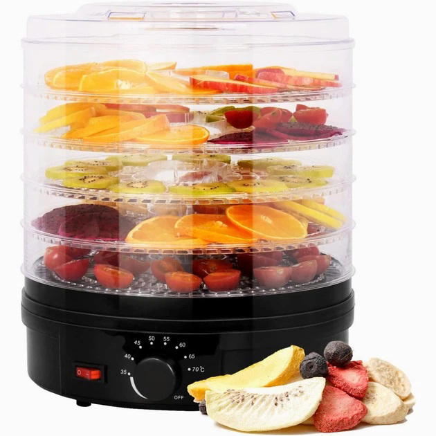 Сушарка для фруктів та овочів 5 ярусів 800Вт чорний Rainberg RB-912 електро дегідратор Сушарка для фруктів та овочів 5 ярусів 800Вт чорний Rainberg RB-912 електро дегідратор