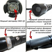 Тактичний ліхтар ручний Bailong 8626, ліхтарик тактичний акумуляторний ручний, супер яскравий ліхтарик. Зображення №7