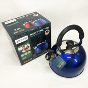 Чайник Rainberg RB-625 из нержавеющей стали со свистком 3л красивый чайник для газовой плиты. Цвет: синий. Изображение №4