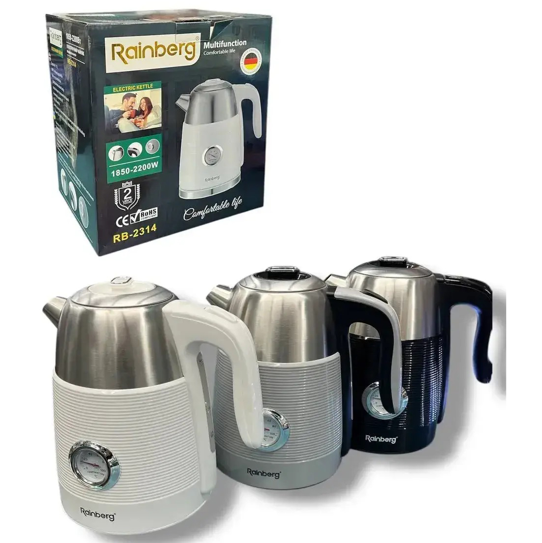 Чайник электрический с датчиком температуры Rainberg RB-2314 White Чайник электрический с датчиком температуры Rainberg RB-2314 White