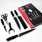 Набір ножів UNIQUE UN-1821 кухонні ножі ножиці та овочечистка. Зображення №2