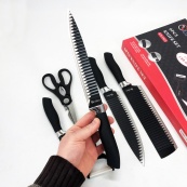 Набір ножів UNIQUE UN-1821 кухонні ножі ножиці та овочечистка. Зображення №3