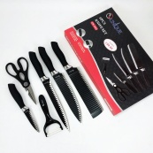 Набір ножів UNIQUE UN-1821 кухонні ножі ножиці та овочечистка. Зображення №5