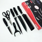 Набір ножів UNIQUE UN-1821 кухонні ножі ножиці та овочечистка. Зображення №6