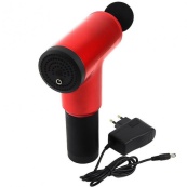 Акумуляторний масажер Fascial Gun KH-320 портативний ручний ударний м'язовий пістолет 4 насадки червоний. Зображення №3