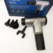 Акумуляторний масажер Fascial Gun KH-320 портативний ручний ударний м'язовий пістолет 4 насадки сірий. Зображення №8