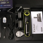 Багатофункціональна бритва Kemei KM-696: акумуляторний триммер з насадками для бороди та волосся. Зображення №3 Багатофункціональна бритва Kemei KM-696: акумуляторний триммер з насадками для бороди та волосся. Зображення №3