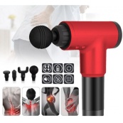 Акумуляторний масажер Fascial Gun KH-320 портативний ручний ударний м'язовий пістолет 4 насадки червоний. Зображення №4