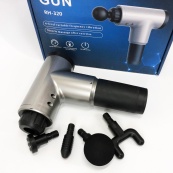 Акумуляторний масажер Fascial Gun KH-320 портативний ручний ударний м'язовий пістолет 4 насадки сірий. Зображення №11