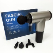 Акумуляторний масажер Fascial Gun KH-320 портативний ручний ударний м'язовий пістолет 4 насадки сірий. Зображення №16