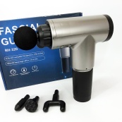 Акумуляторний масажер Fascial Gun KH-320 портативний ручний ударний м'язовий пістолет 4 насадки сірий. Зображення №17