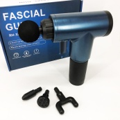 Акумуляторний масажер Fascial Gun KH-320 портативний ручний ударний м'язовий пістолет 4 насадки синій. Зображення №11