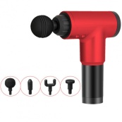 Акумуляторний масажер Fascial Gun KH-320 портативний ручний ударний м'язовий пістолет 4 насадки червоний. Зображення №6