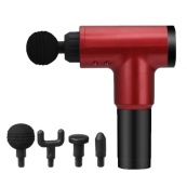 Акумуляторний масажер Fascial Gun KH-320 портативний ручний ударний м'язовий пістолет 4 насадки червоний. Зображення №9