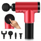 Акумуляторний масажер Fascial Gun KH-320 портативний ручний ударний м'язовий пістолет 4 насадки червоний. Зображення №10