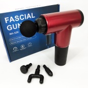 Акумуляторний масажер Fascial Gun KH-320 портативний ручний ударний м'язовий пістолет 4 насадки червоний. Зображення №15