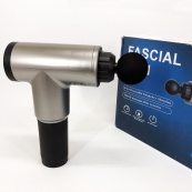 Акумуляторний масажер Fascial Gun KH-320 портативний ручний ударний м'язовий пістолет 4 насадки сірий. Зображення №19