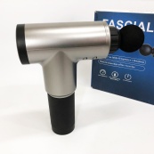 Акумуляторний масажер Fascial Gun KH-320 портативний ручний ударний м'язовий пістолет 4 насадки сірий. Зображення №20
