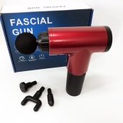 Акумуляторний масажер Fascial Gun KH-320 портативний ручний ударний м'язовий пістолет 4 насадки червоний. Зображення №17