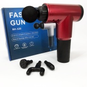 Акумуляторний масажер Fascial Gun KH-320 портативний ручний ударний м'язовий пістолет 4 насадки червоний. Зображення №18