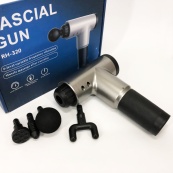 Акумуляторний масажер Fascial Gun KH-320 портативний ручний ударний м'язовий пістолет 4 насадки сірий. Зображення №23
