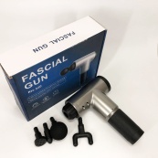 Акумуляторний масажер Fascial Gun KH-320 портативний ручний ударний м'язовий пістолет 4 насадки сірий. Зображення №24
