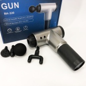 Акумуляторний масажер Fascial Gun KH-320 портативний ручний ударний м'язовий пістолет 4 насадки сірий. Зображення №25