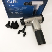 Акумуляторний масажер Fascial Gun KH-320 портативний ручний ударний м'язовий пістолет 4 насадки сірий. Зображення №26