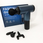 Акумуляторний масажер Fascial Gun KH-320 портативний ручний ударний м'язовий пістолет 4 насадки синій. Зображення №14