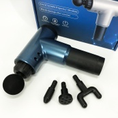 Акумуляторний масажер Fascial Gun KH-320 портативний ручний ударний м'язовий пістолет 4 насадки синій. Зображення №15