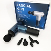 Акумуляторний масажер Fascial Gun KH-320 портативний ручний ударний м'язовий пістолет 4 насадки синій. Зображення №16