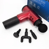 Акумуляторний масажер Fascial Gun KH-320 портативний ручний ударний м'язовий пістолет 4 насадки червоний. Зображення №21