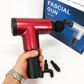 Акумуляторний масажер Fascial Gun KH-320 портативний ручний ударний м'язовий пістолет 4 насадки червоний. Зображення №22