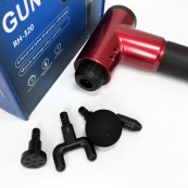 Акумуляторний масажер Fascial Gun KH-320 портативний ручний ударний м'язовий пістолет 4 насадки червоний. Зображення №29