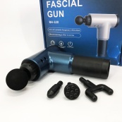 Акумуляторний масажер Fascial Gun KH-320 портативний ручний ударний м'язовий пістолет 4 насадки синій. Зображення №17