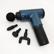 Акумуляторний масажер Fascial Gun KH-320 портативний ручний ударний м'язовий пістолет 4 насадки синій. Зображення №21