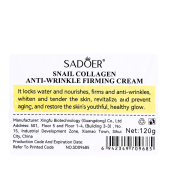 Крем для обличчя проти зморщок Sadoer Snail Collagen Anti-Wrinkle Firming Cream 120 мл. Зображення №5