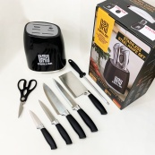 Набір ножів із нержавіючої сталі з основою Rainberg RB-2330 Black. Зображення №3