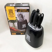 Набір ножів із нержавіючої сталі з основою Rainberg RB-2330 Black. Зображення №5