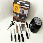 Набір ножів із нержавіючої сталі з основою Rainberg RB-2330 Black. Зображення №8