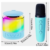 Портативна Bluetooth колонка K19 з підсвічуванням LED та двома мікрофонами для караоке Blue. Зображення №4