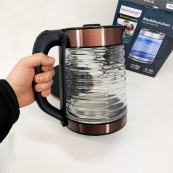 Електрочайник Rainberg RB-2312 скляний дисковий чайник 2.2л 2200Вт Brown. Зображення №2