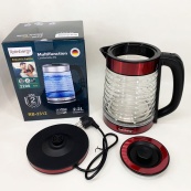 Електрочайник Rainberg RB-2312 скляний дисковий чайник 2.2л 2200Вт Red. Зображення №4