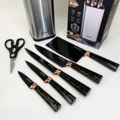 Набір ножів з нержавіючої сталі з підставою Rainberg RB-2325 Black. Зображення №4