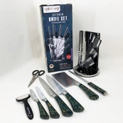 Набір кухонних ножів Rainberg RB-2499 8 предметів на підставці, що обертається Green. Зображення №4 Набір кухонних ножів Rainberg RB-2499 8 предметів на підставці, що обертається Green. Зображення №4