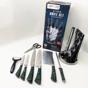 Набір кухонних ножів Rainberg RB-2499 8 предметів на підставці, що обертається Green. Зображення №5 Набір кухонних ножів Rainberg RB-2499 8 предметів на підставці, що обертається Green. Зображення №5