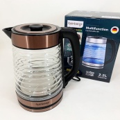 Електрочайник Rainberg RB-2312 скляний дисковий чайник 2.2л 2200Вт Brown. Зображення №5