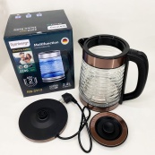 Електрочайник Rainberg RB-2312 скляний дисковий чайник 2.2л 2200Вт Brown. Зображення №6