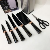 Набір ножів з нержавіючої сталі з підставою Rainberg RB-2325 Black. Зображення №6